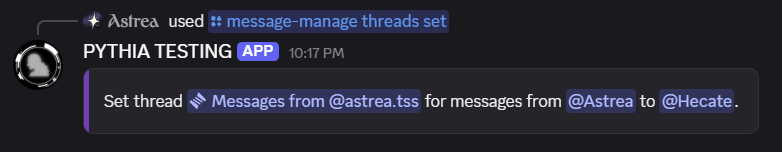 An example of setting a thread for a user.